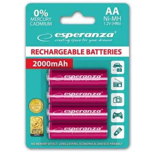 Esperanza EZA104R PRECHARGED HR6 2000MAH ALWAYS READY BLISTERA IEPAKOJUMĀ 4GB.