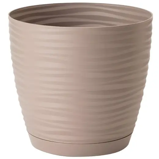 Puķu pods SAHARA ar paliktni 19cm, g.brūns