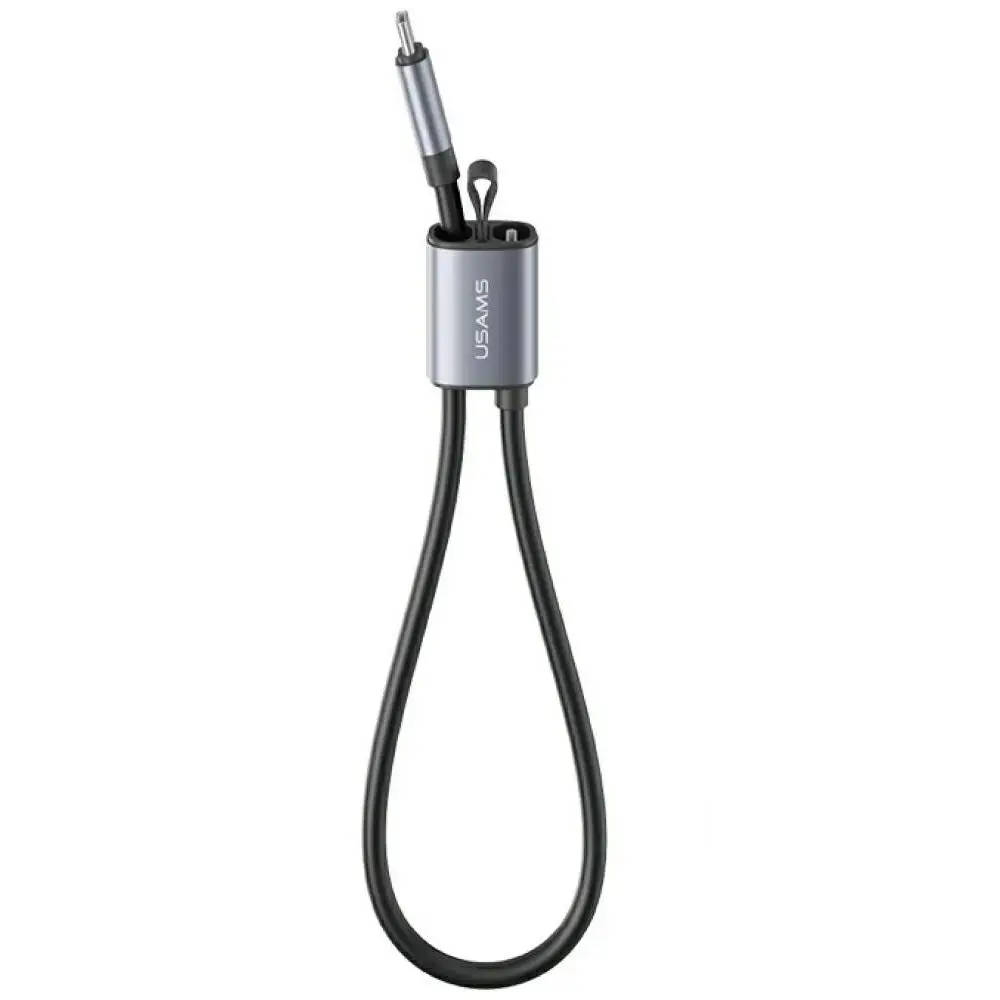 USAMS U97 datu pārraides un uzlādes vads | USB-C uz USB-C | 60W | 0.3m | sudraba krāsā