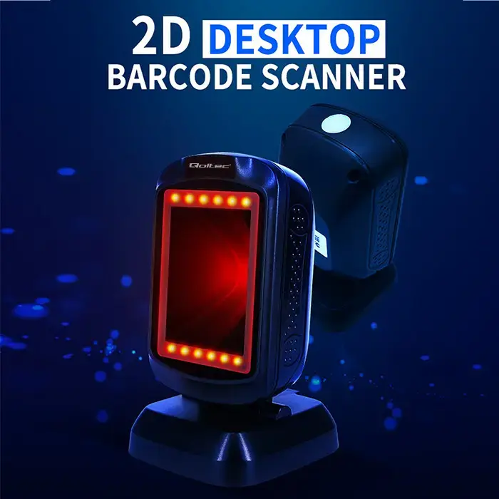 Qoltec Stationary barcode reader and QR code scanner | 1D 2D | USB | Fast