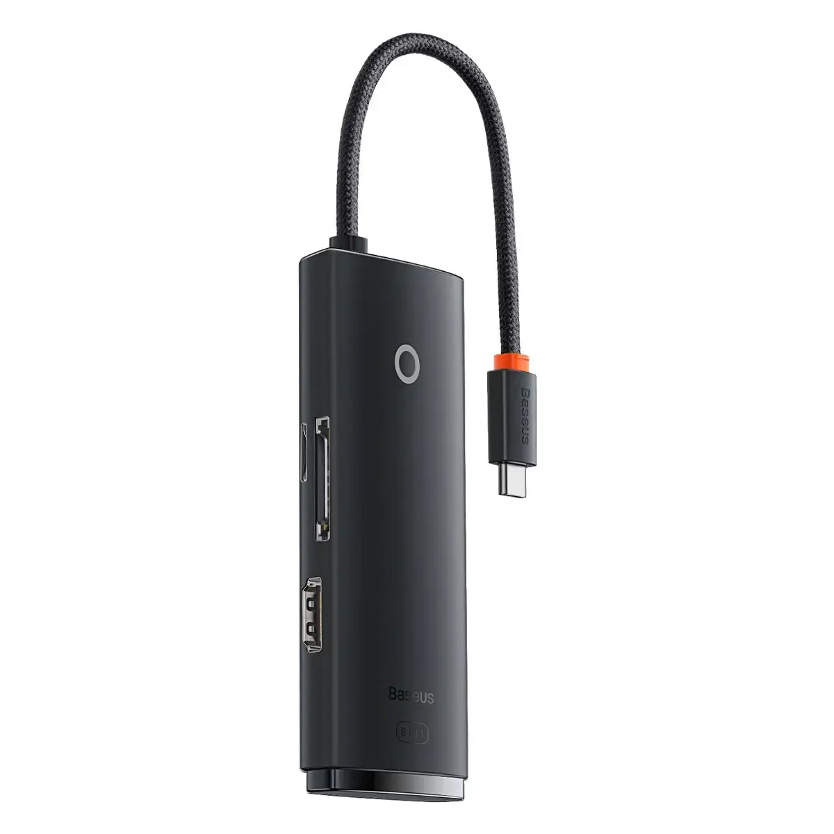 Baseus Lite sērijas centrmezgls 6w1 USB-C uz 2x USB 3.0 + USB-C + HDMI + SD|TF (melns)