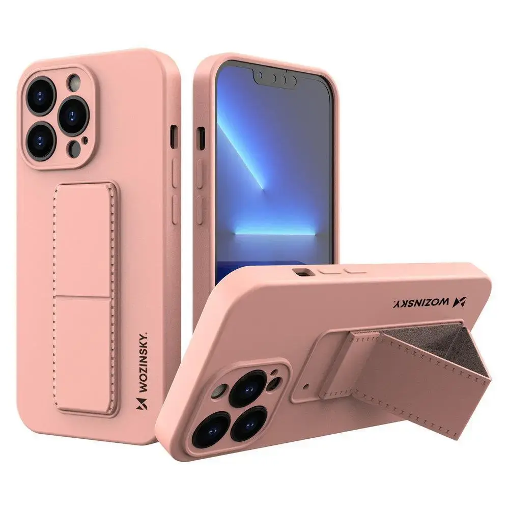 Wozinsky Kickstand maciņš ar statīvu telefonam iPhone 13 mini rozā
