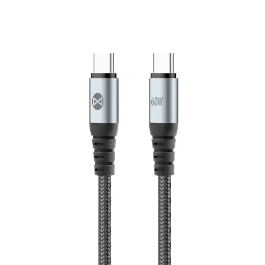 Forever Braix datu pārraides un uzlādes vads | USB-C uz USB-C | 60W | 1m | melns