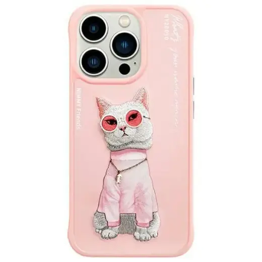 Nimmy etui iPhone 15 Pro Max 6.7"         różowy|pink Glasses Cool Cat