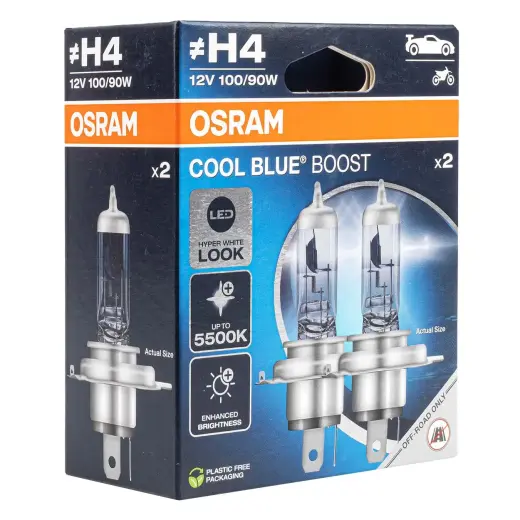 Halogen Bulb Osram H4 12V 100/90W P43t Cool Blue Boost 5000K / 2pcs