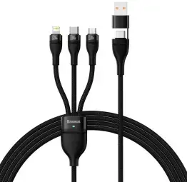 Baseus Flash Series II 3-in-1 data transfer and charging cable | USB-A to USB-C, Lightning, Micro USB | 100W | 1.2m | black
