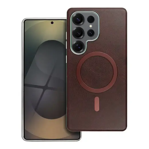 Gentleman Mag Cover telefono dėklas su MagSafe palaikymu Samsung Galaxy S25 Ultra (S938) rudas