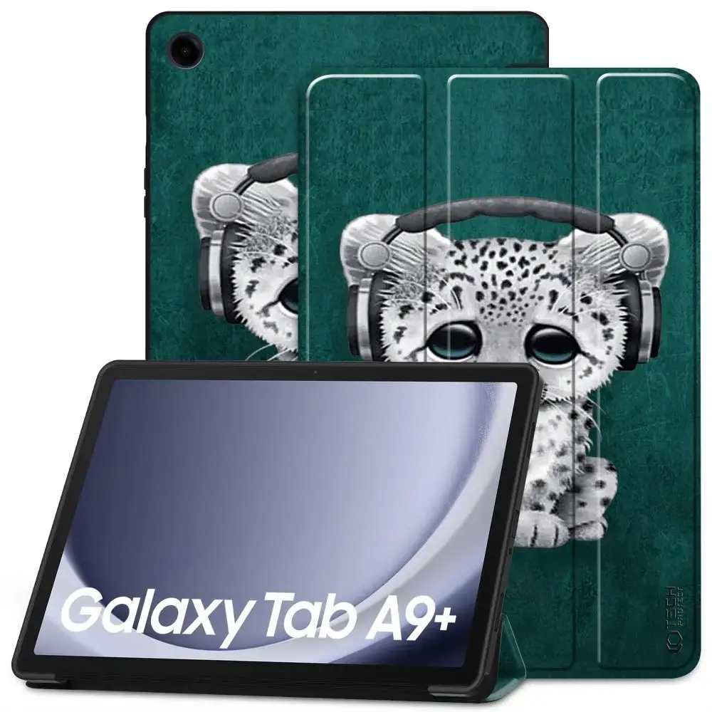 Tech-Protect SmartCase case for Samsung Galaxy Tab A9+ 11" X210 | X215 | X216 - blue with a cat