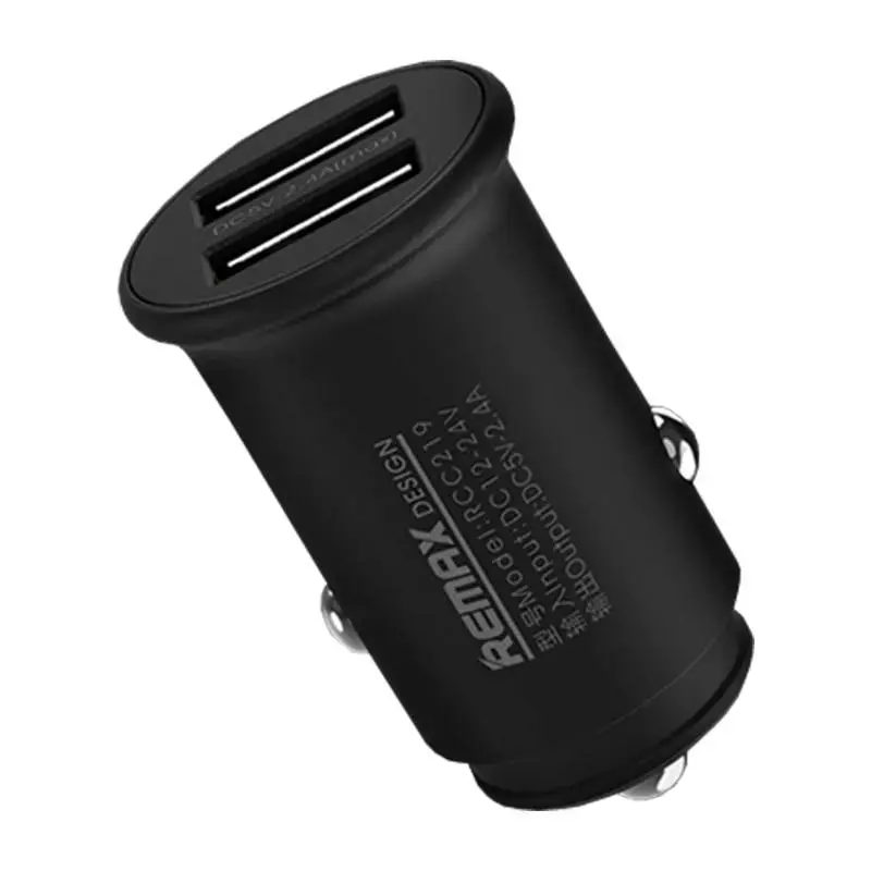 Remax Roki Series Car Charger RCC219 Mini Universal Car Charger 2x USB 2.4A black