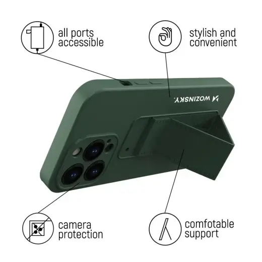 Wozinsky Kickstand Case silicone case with stand Samsung Galaxy S21+ 5G black