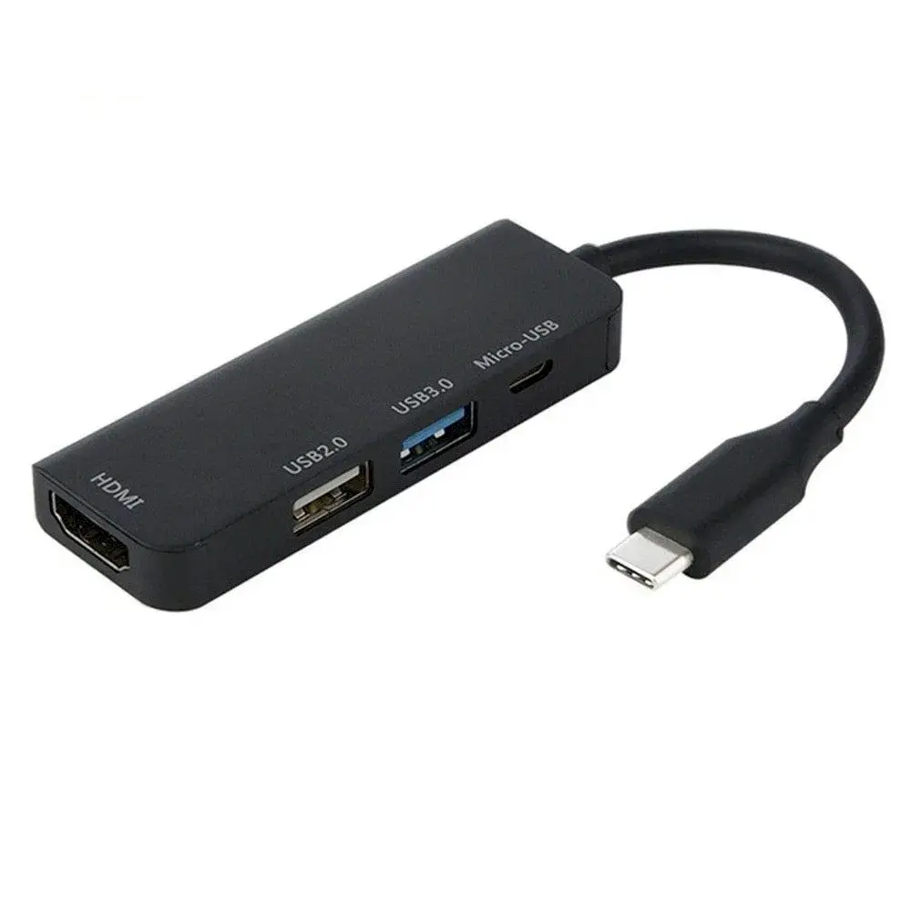 Fusion 4 in 1 Адаптер USB-C на HDMI | USB 3.0 | USB 2.0 | Micro USB Черный