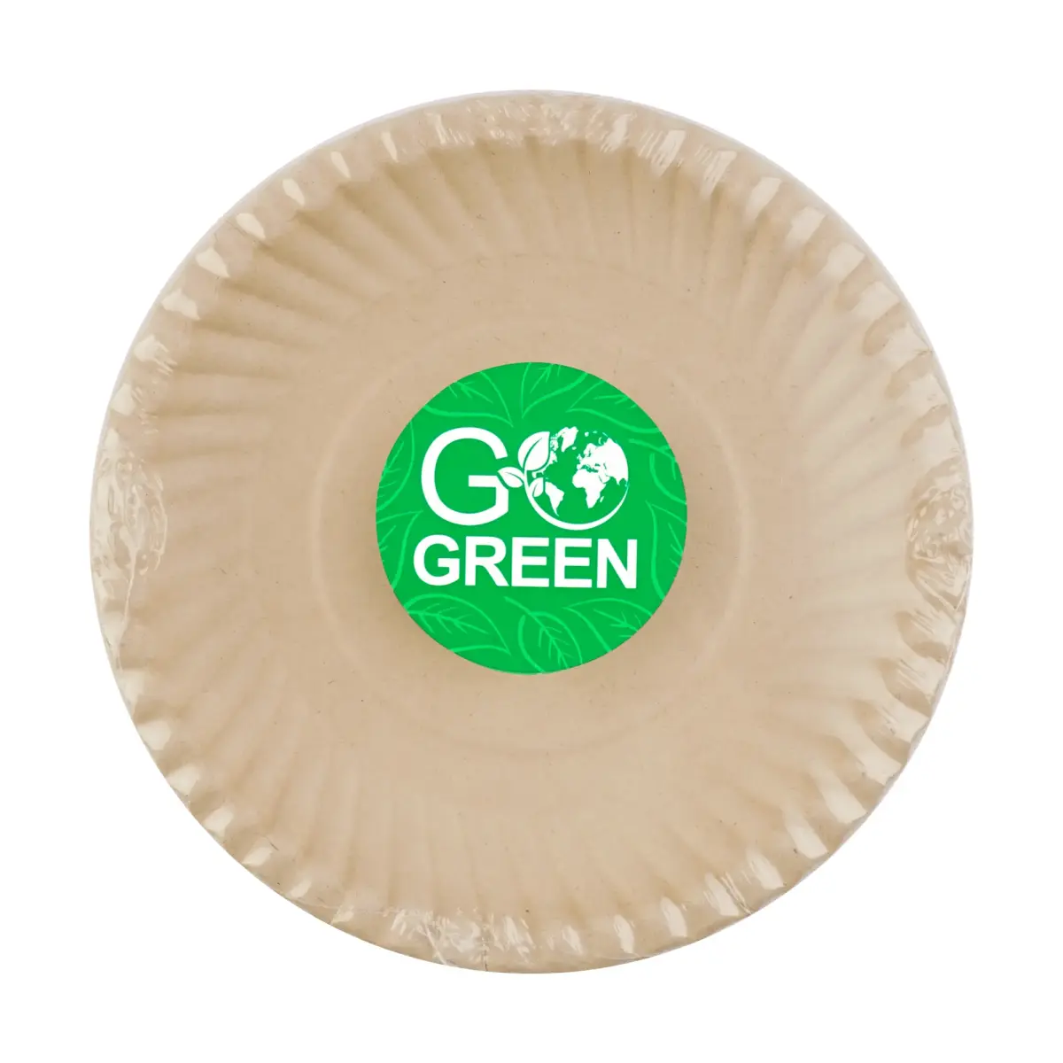 Тарелки из сахарного тростника компостируемые с рисунком Go Green Ø23см 10 шт./ 0,15 кг