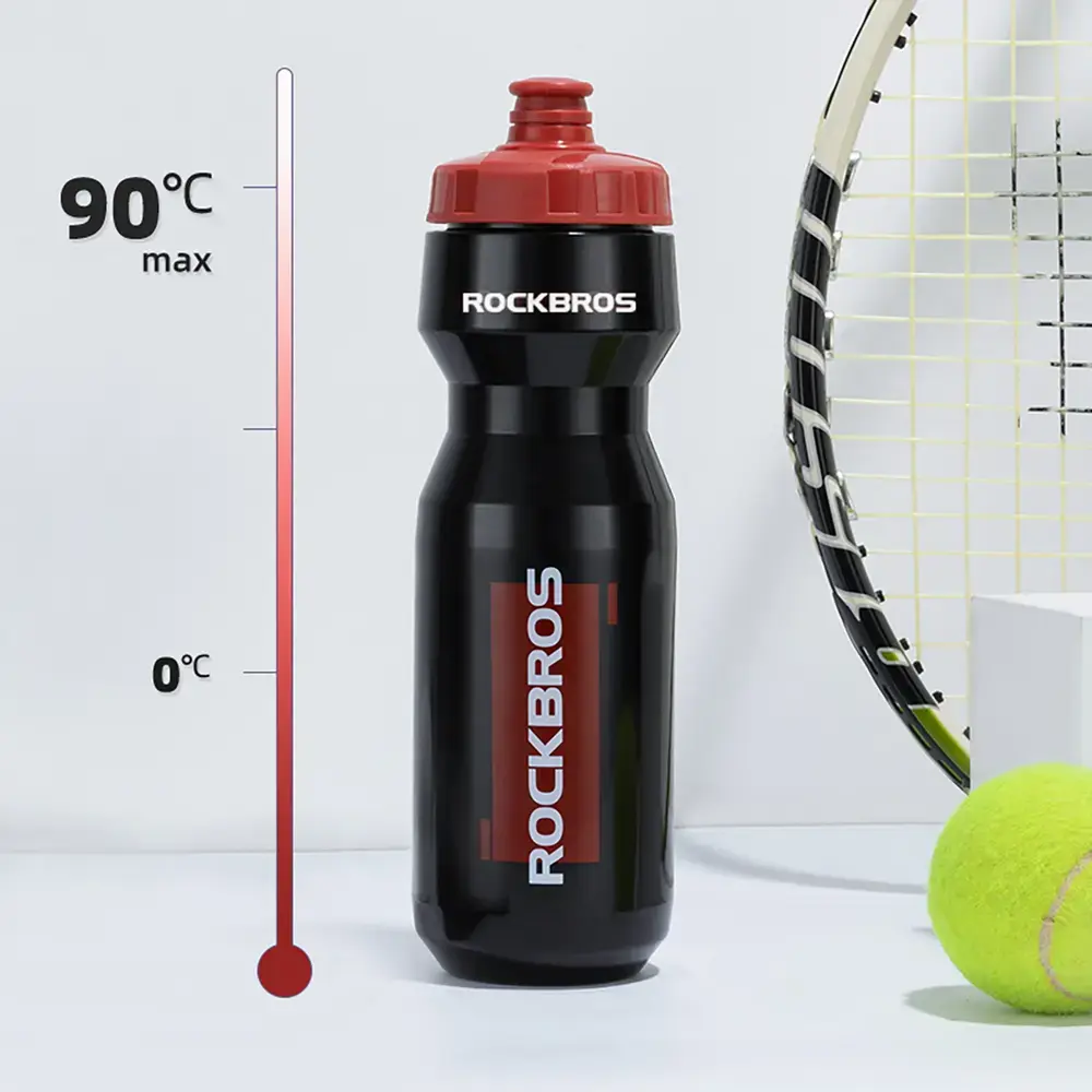 Rockbros 750 ml Bike Bottle - Transparent Black with Red Mouthpiece