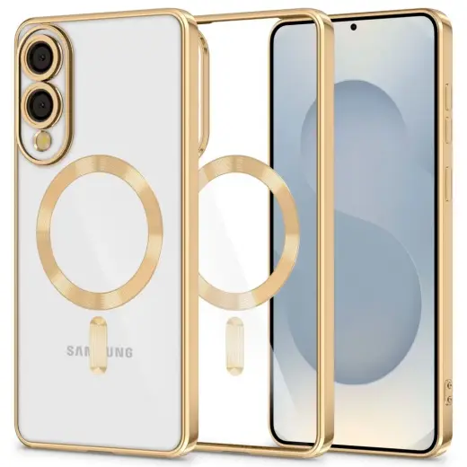 Tech-Protect MagFlex MagSafe phone case for Samsung Galaxy S25 Edge shiny gold