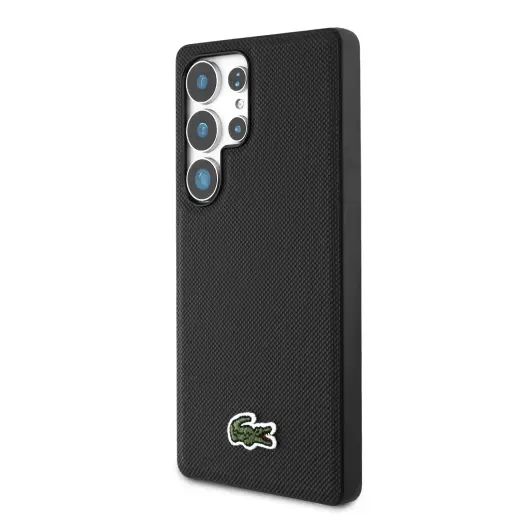 Lacoste Iconic Petit Pique Woven Logo чехол для телефона Samsung Galaxy S25 Ultra черный