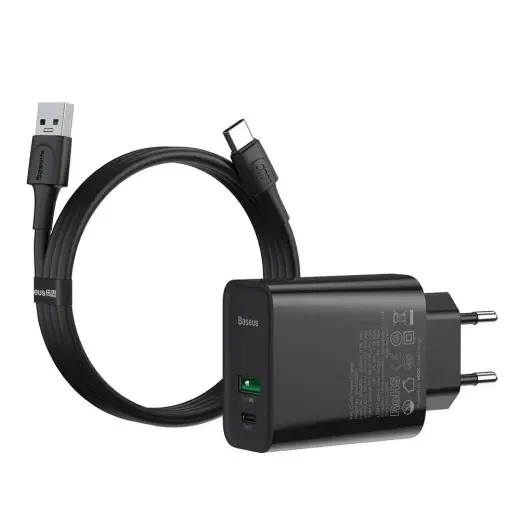 Baseus Speed PPS VOOC TZCCFS-H01 travel charger USB | USB-C | 4.5A | QC 4.0 | PD 3.0 black