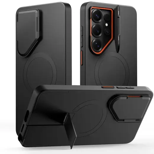 Tech-Protect Kevlar Aura phone case with MagSafe support for Samsung Galaxy S26 Ultra (S948) black orange