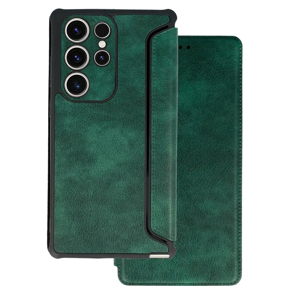 Razor Leather Book Case for Samsung Galaxy S23 Plus dark green