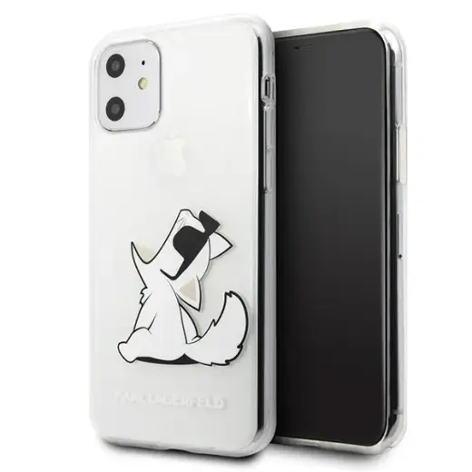 Karl Lagerfeld KLHCN61CFNRC Fun Choupette aizsargapvalks Apple iPhone 11 caurspīdīgs