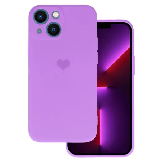 Vennus Silicone Heart telefono dėklas iPhone 14 Plus violetinis (dizainas 1)