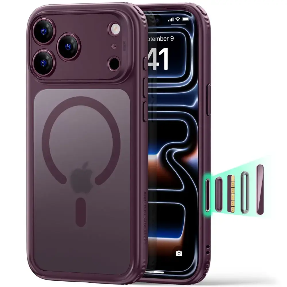 ESR Classic Hybrid Frosted phone case with MagSafe support for iPhone 17 Pro | iPhone 18 Pro red
