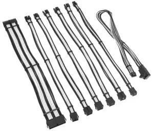 PSU kabeļu pagarinātāji Kolink Core Pro Braided Cable Extension Kit 12V-2x6 Type 2 - Jet Black| White