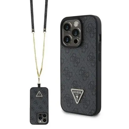 Guess GUHCP15LP4TDSCPK iPhone 15 Pro 6.1" black|black hardcase Crossbody 4G Metal Logo