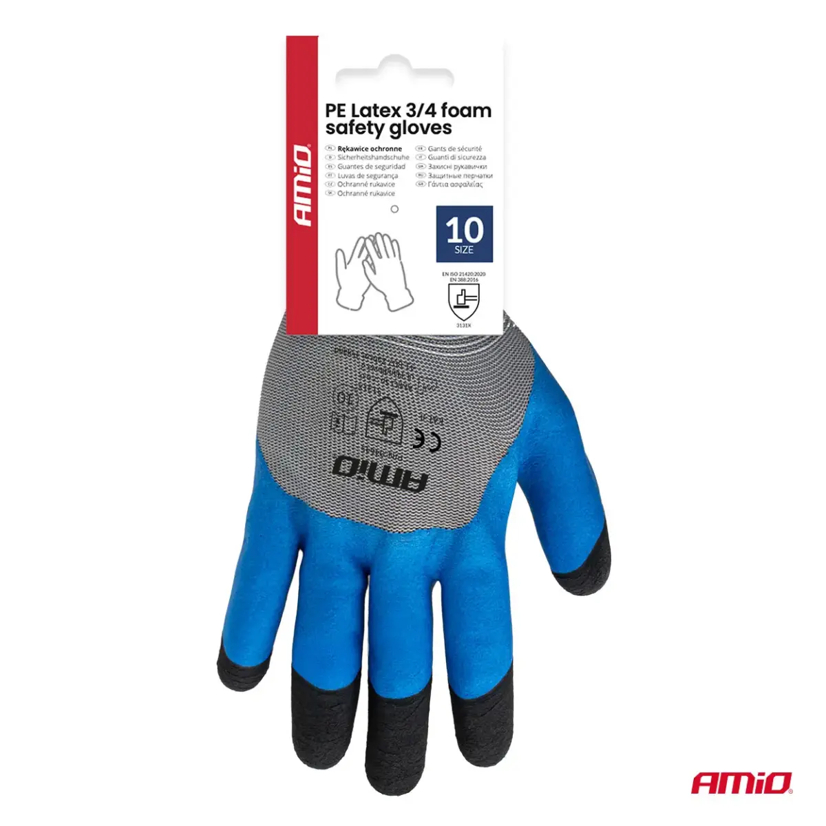 PE Latex 3/4 foamsafety gloves 4 pcs Size 10 (2 pairs), 3131X AMIO-04645