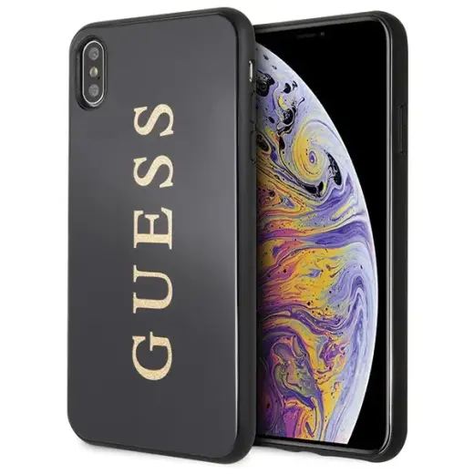 Guess GUHCI65TGGGBK iPhone Xs Max czarny|black hard case Classic Double Layer Glitter