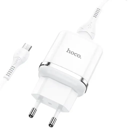 HOCO N3 reisilaadija | 18W | QC | USB-A | USB-A kuni Micro USB kaabliga komplektis | valge