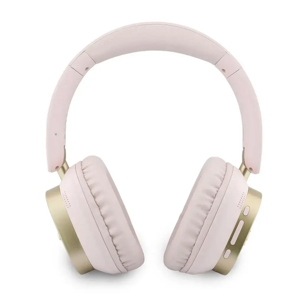 Guess Rectangle Metal Script Logo ENC Wireless Headphone Pink