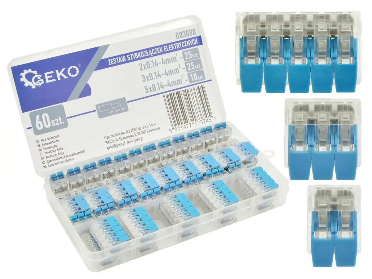 Ātro elektrisko savienotāju komplekts 0,2-4mm² 60 gab.