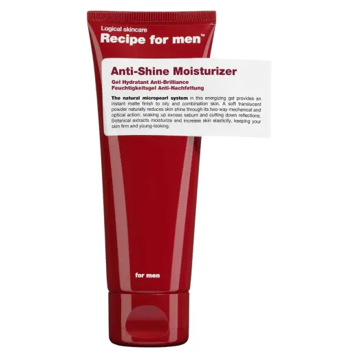 Recipe For Men, Anti-Shine Moisturizer, Improves skin elasticity, Gel, For Face, 75 ml