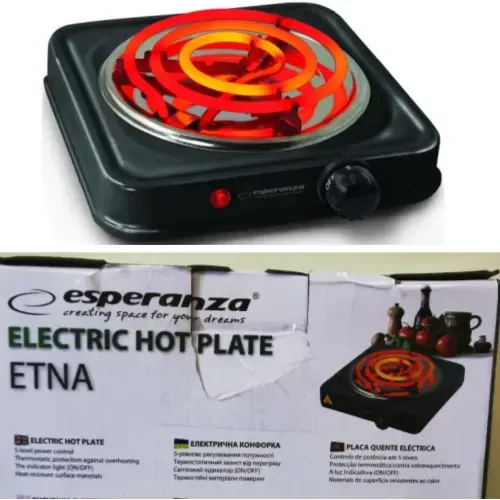Esperanza EKH012K Elektroplītiņa ar 1 sildelementu 1000W (Bojāts iepakojums)