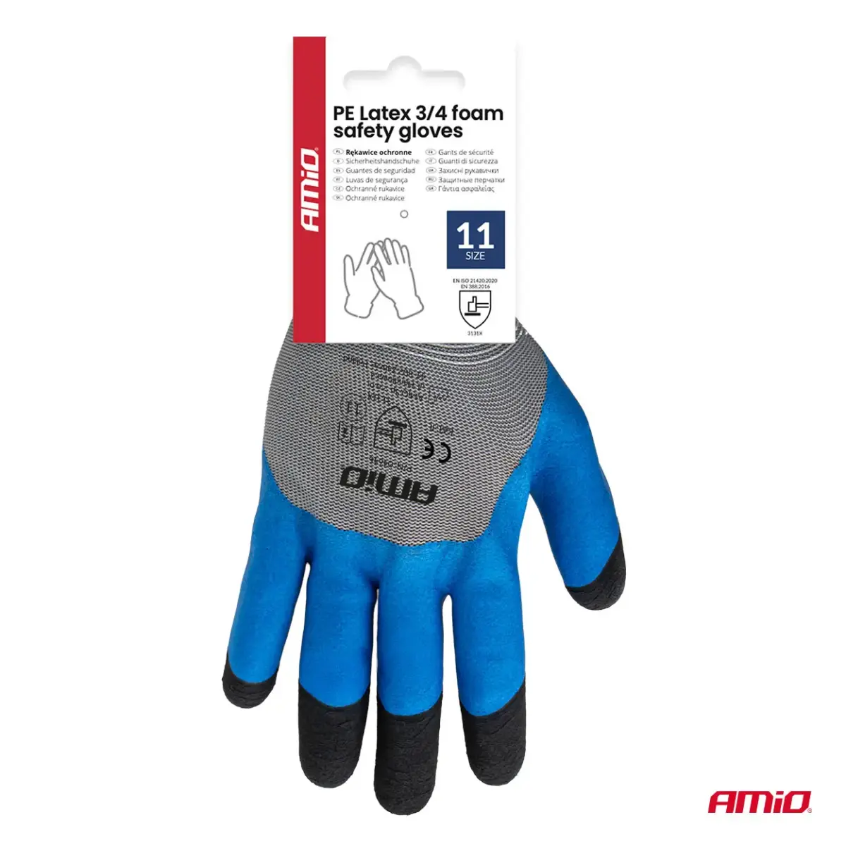 PE Latex 3/4 foamsafety gloves 4 pcs Size 11 (2 pairs), 3131X AMIO-04646