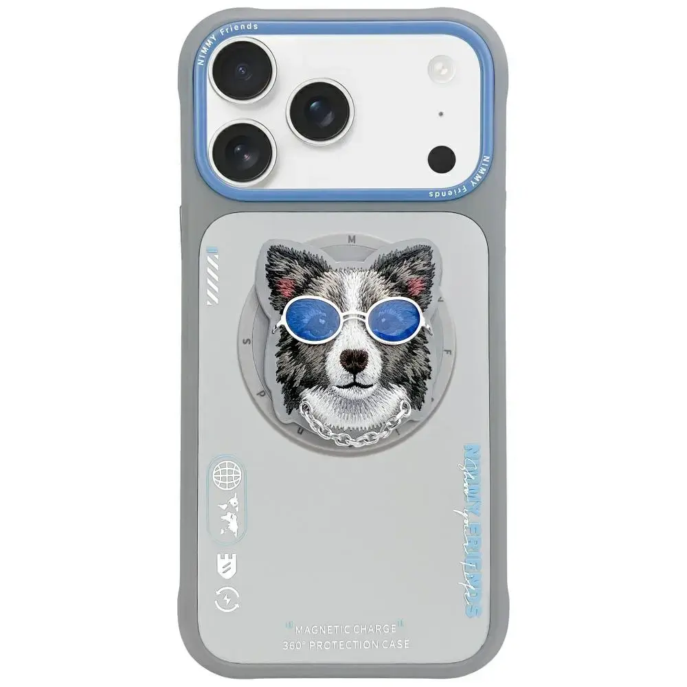 Case Nimmy Glasses Cool Dog MagSafe for  iPhone 17 Pro Max grey