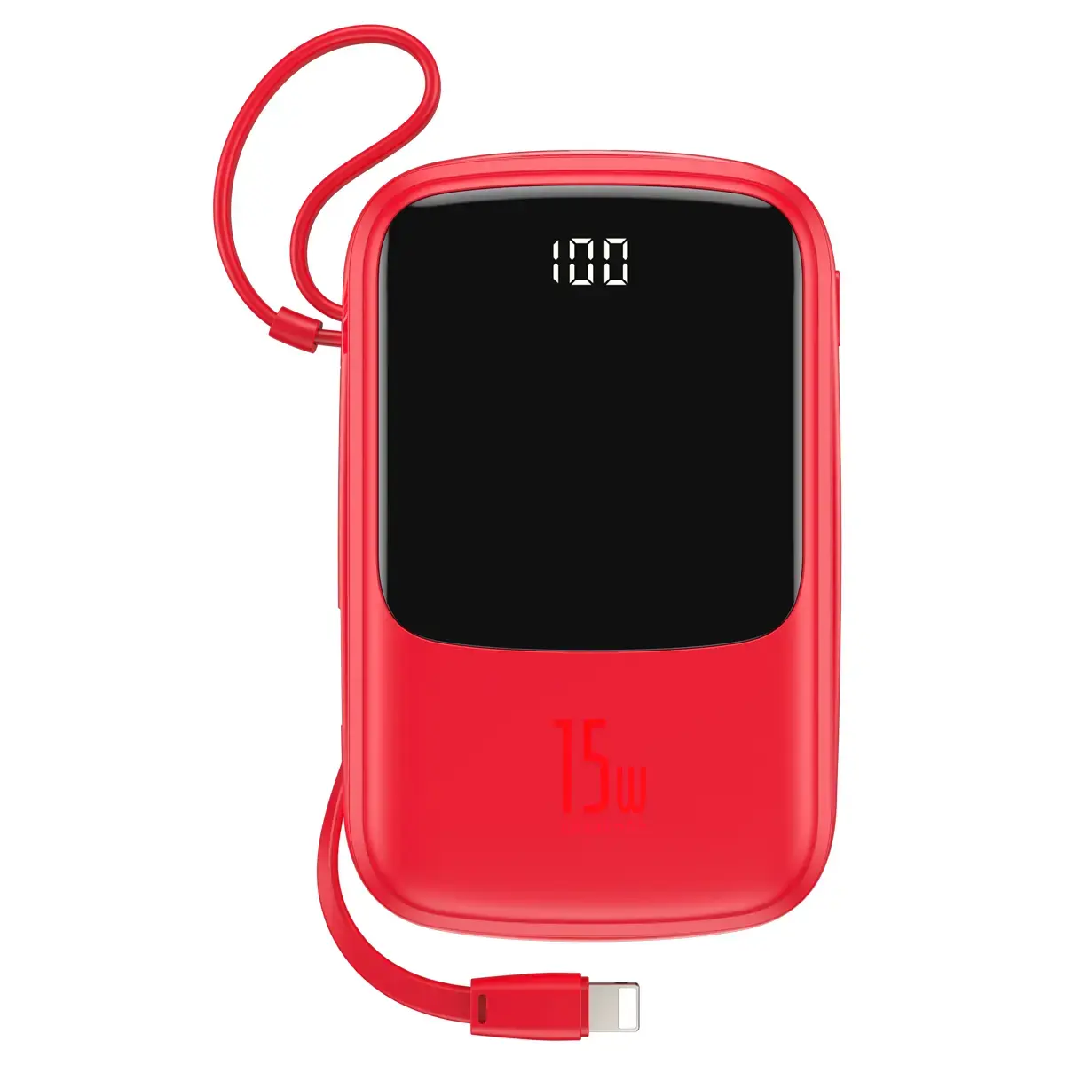 Baseus Q pow power bank 10000mAh 3A 15W 2x USB | USB Typ C + built in Lightning cable red (PPQD-B09)
