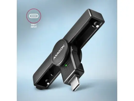 Axagon CRE-SMPC kompakts galda USB kontakta viedais ID karšu lasītājs ar garu USB-A kabeli