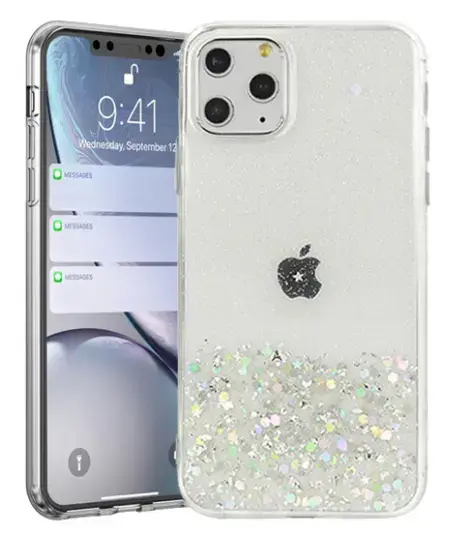 Fusion glue glitter silikona aizsargapvalks Apple iPhone 13 Pro Max caurspīdīgs