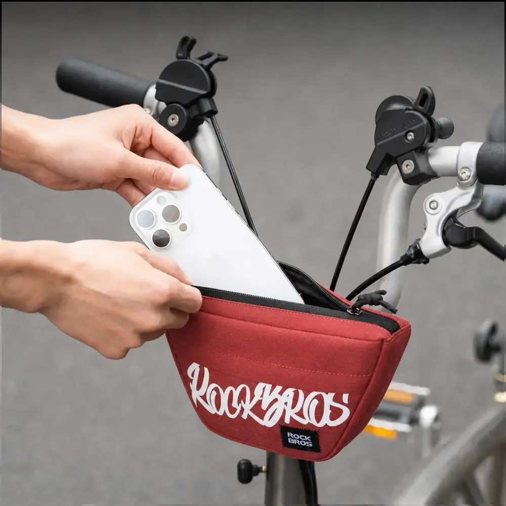 Torba rowerowa Rockbros G011 Flash Journey na kierownicę trapezoidalna 0,7 l - czerwona