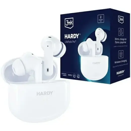 3MK Hardy LifePods Pro słuchawki bezprzewodowe Bluetooth 5.3 ANC białe|white