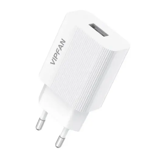 Wall charger Vipfan E01, 1x USB, 2.4A (white)