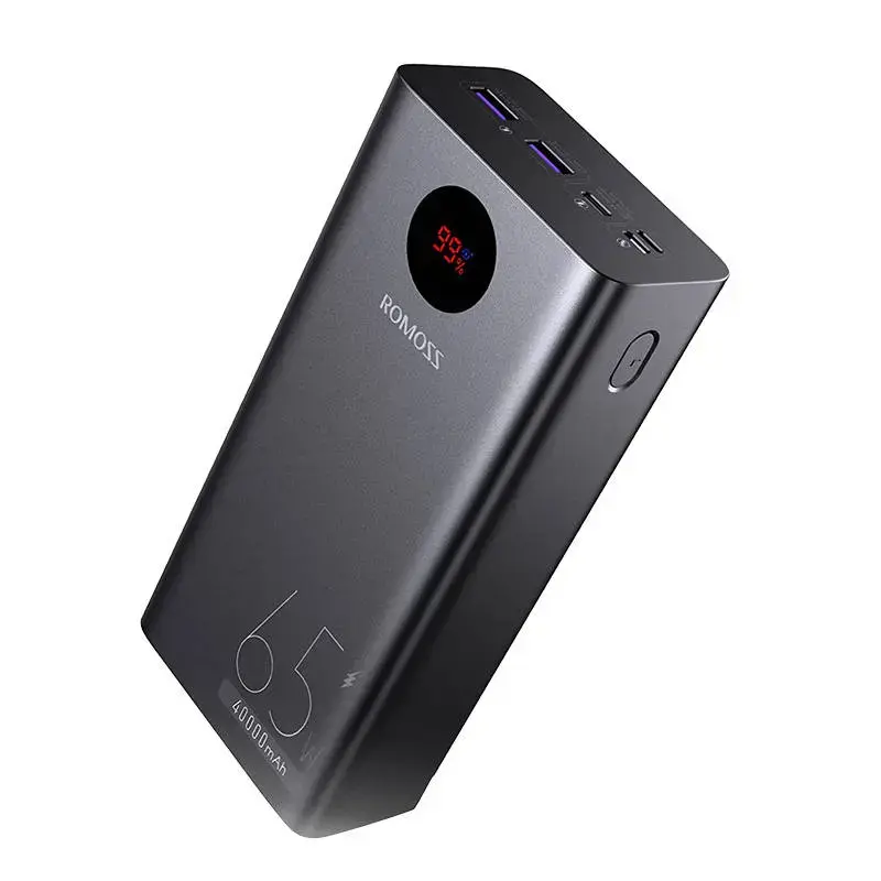 Romoss PEA40 Pro external battery (powerbank) | 40000 mAh | 65W | USB-C, USB-A | LED display | black