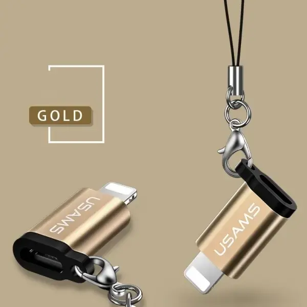USAMS Adapter microUSB-lightningze smyczą złoty/gold SJ152ML02 (US-SJ152)