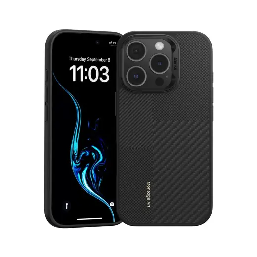 Benks Montage Magnetic Armor Pro Kevlar Case Metal Frame 600D+1500D for Iphone 16 Pro Max black