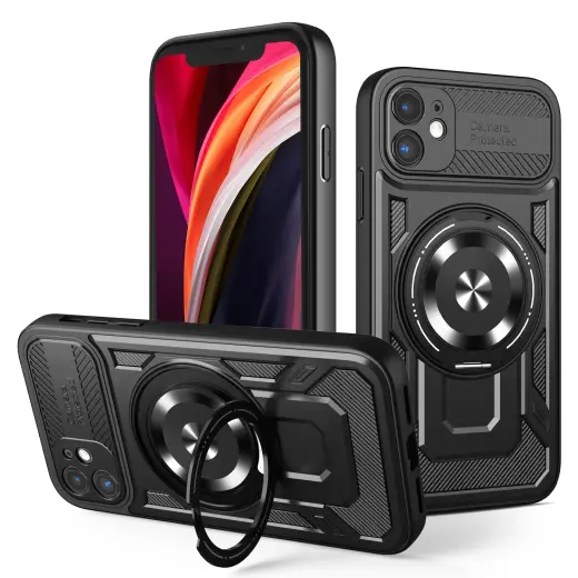 Defender Armor Mag чехол с подставкой и поддержкой MagSafe для телефона iPhone 11 чёрный (с защитой камеры)