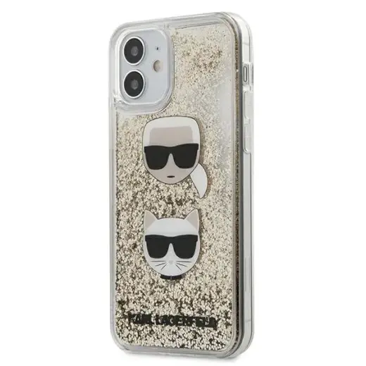 Karl Lagerfeld KLHCP12SKCGLGO iPhone 12 mini 5,4" złoty|gold hardcase Liquid Glitter Karl&Choupette
