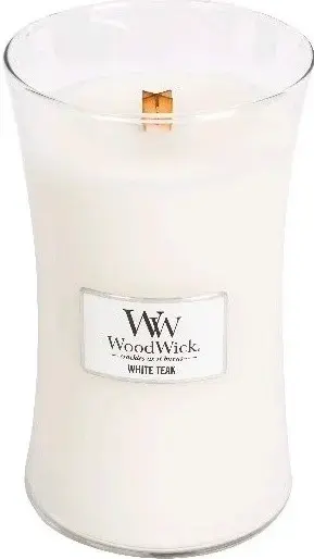 WoodWick White Teak scented candle with wooden wick 609,5 g