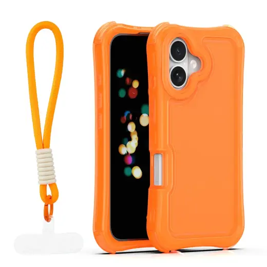 Safepop telefono dėklas su dirželiu iPhone 16 oranžinis