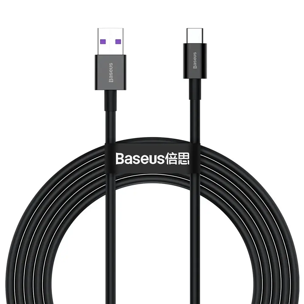 Baseus Superior datu pārraides un uzlādes vads | USB-A uz USB-C | 66W | 1m | melns
